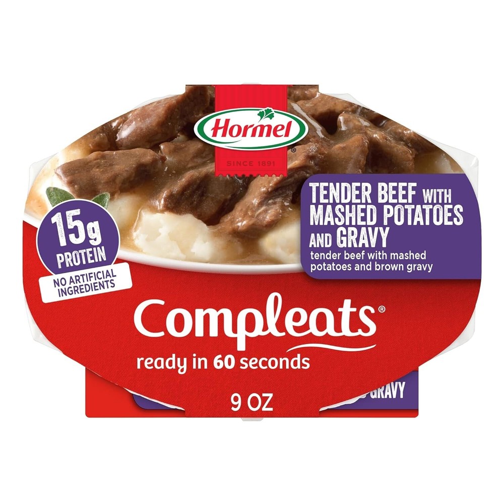 Tender Beef with Mashed Potatoes & Gravy - Quick 9 oz. Microwave Meals, 6 Pack