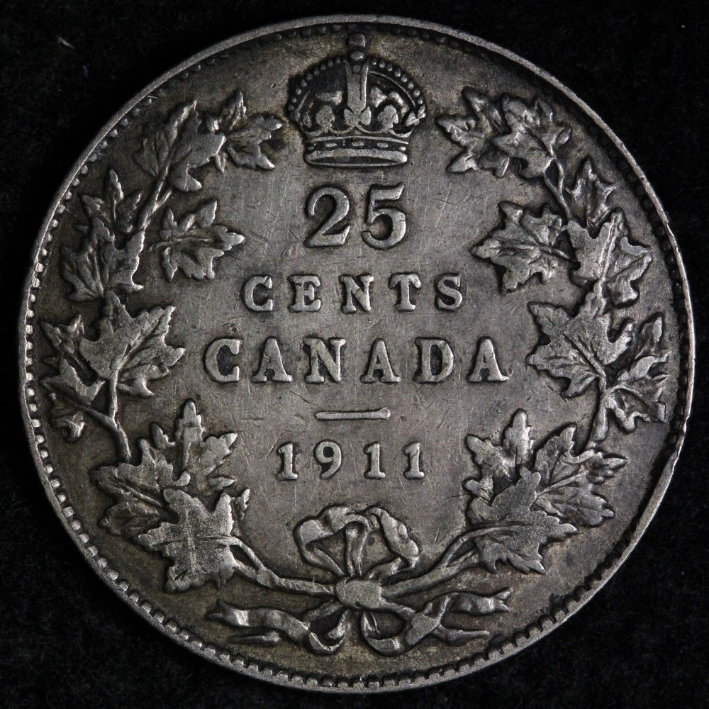 1911 Canada SILVER Twenty Five Cents E333 DYKCH