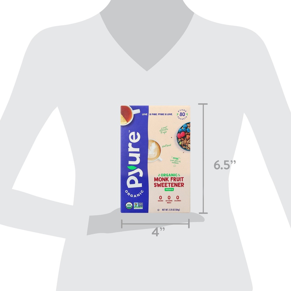 Pyure Organic Monk Fruit Blend Granular Sweetener Packets 80ct
