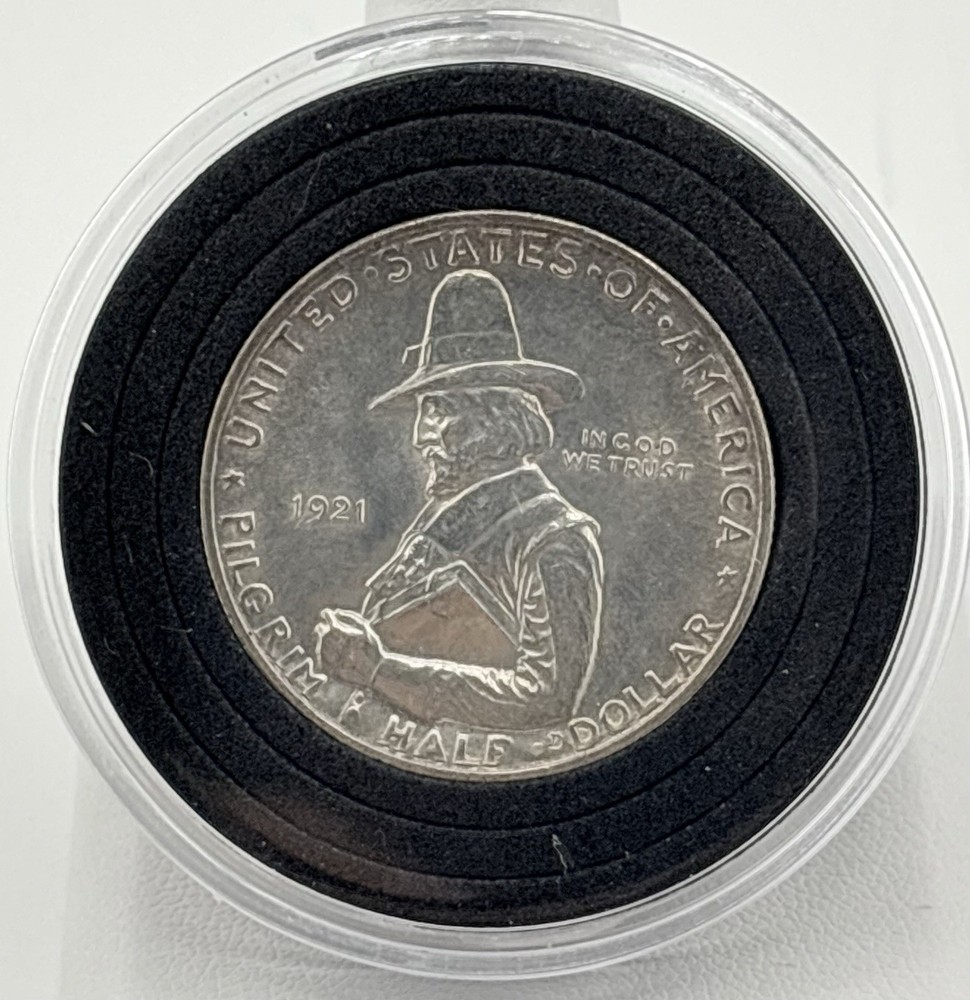1921 Silver Commemorative Half Dollar Pilgram Toning