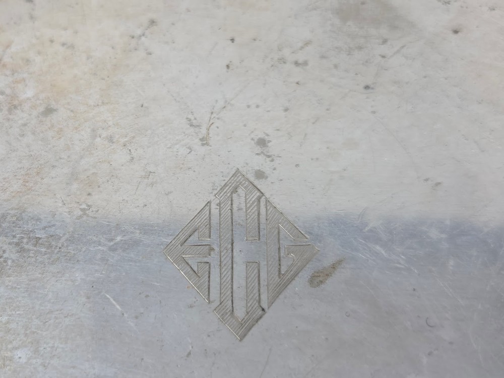 Vintage H.S. Co Silverplate Crumb Tray Set Monogram Engraved Handle Scraper