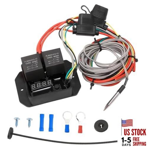 12V/24V Digital Electric Radiator Fan Controller Switch Kit with Adjustable