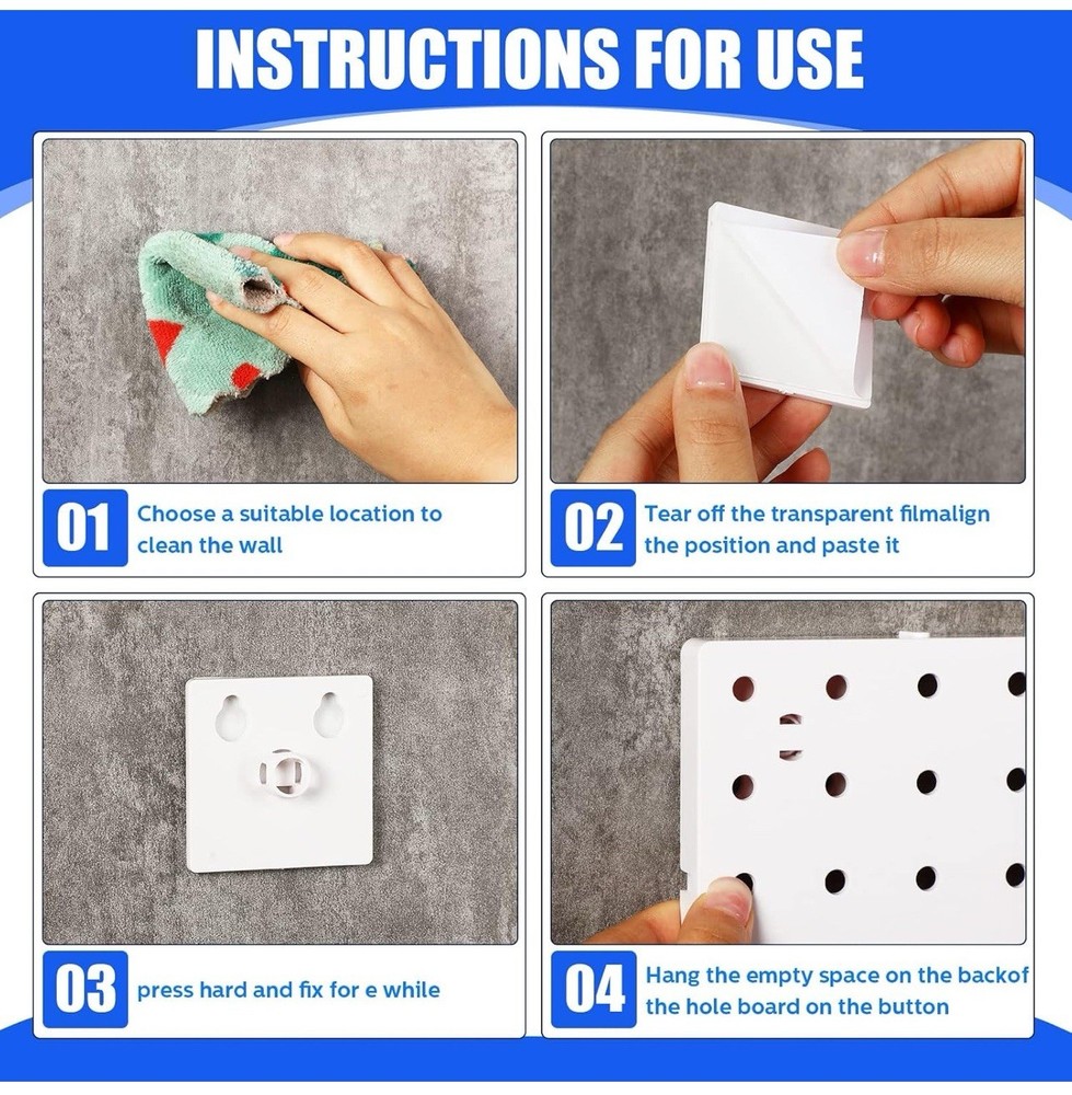 58 Pcs Pegboard Organizer Kits Plastic Pegboard Wall Panel Mount Display