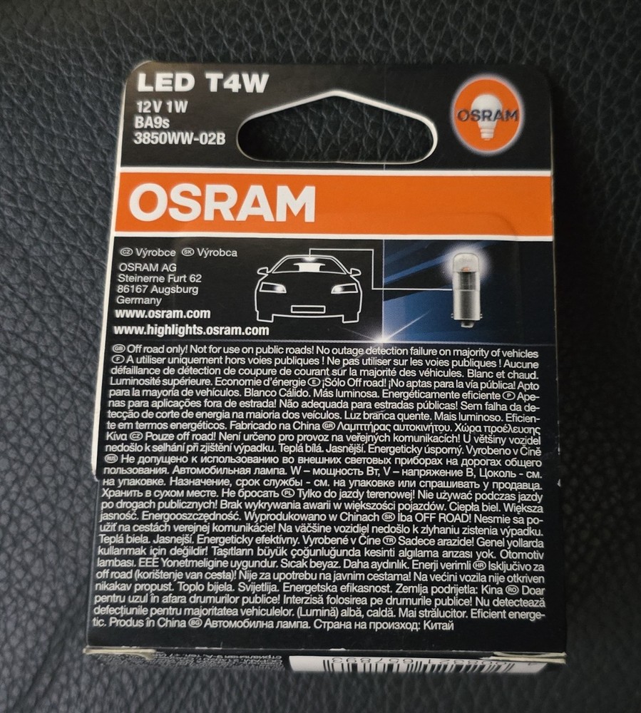 OSRAM LED T4W 4000k warm white lights