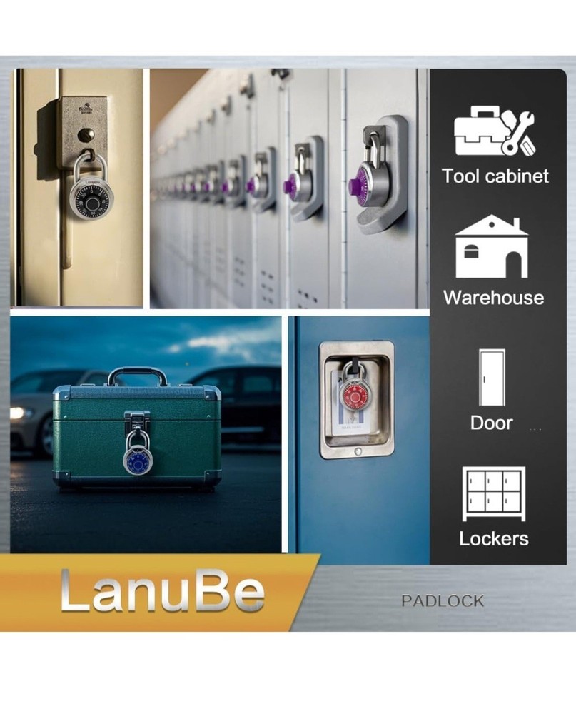 Lock Standard Dial Combination Lock, 2 inch. Wide, with Different Combination...