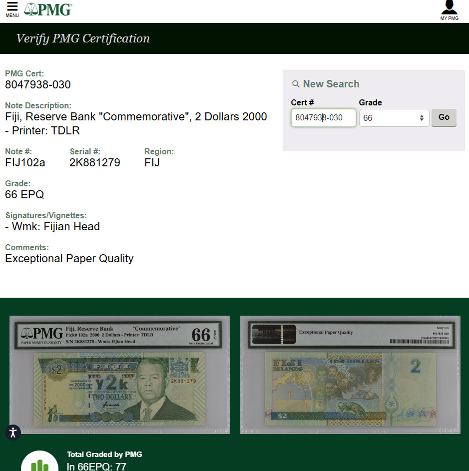 Fiji_Commemorative__2 Dollars_2000_PMG_2K881279
