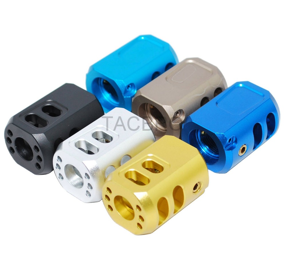 New Anodized 1/2x28 TPI Muzzle Brake For 9mm Color Variation