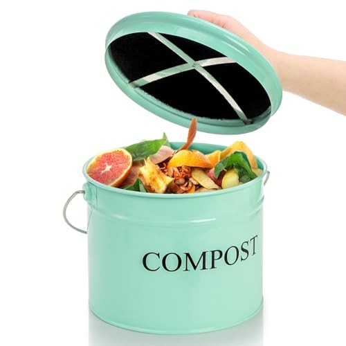 Kitchen Compost Bin, 1 Gallon Countertop Food Waste Container, Odorless