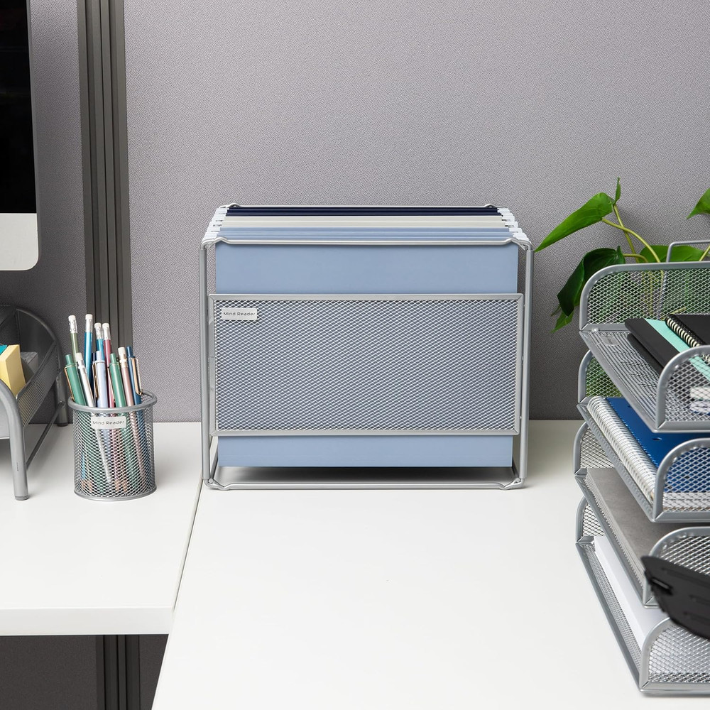 Hanging File Folder Organizer Desktop Organizer Storage Office Metal Mesh 13"...