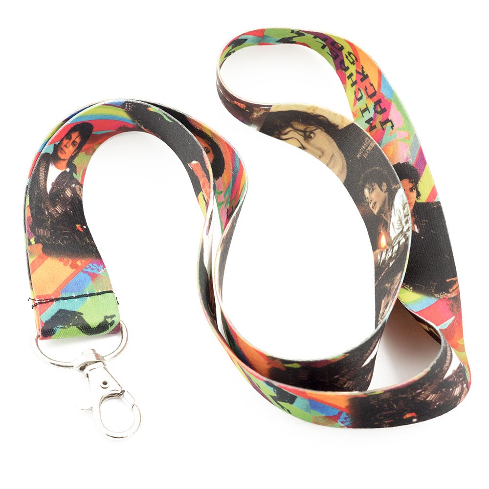 Michael Jackson Rainbow Keychain Holder Lanyard