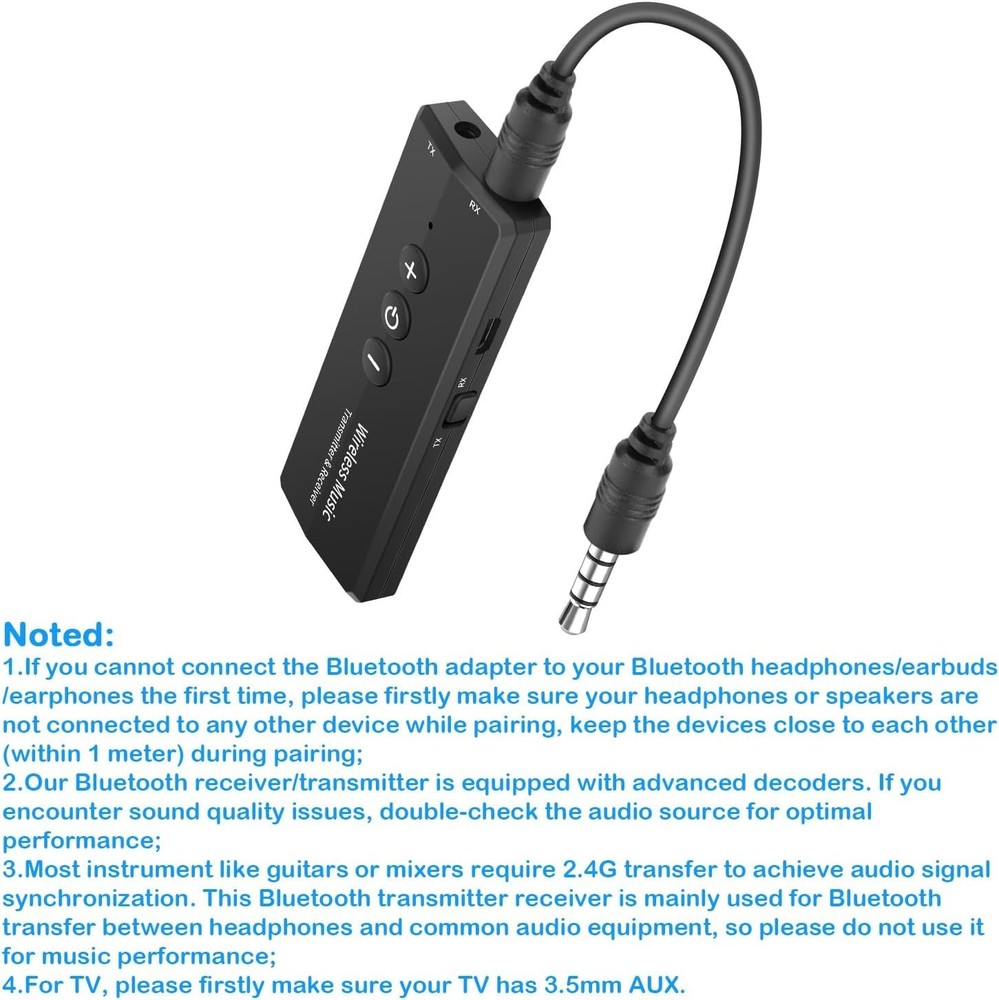 Compact Bluetooth 5.3 Wireless Adapter - 3-in-1 Solution for All Audio Devices