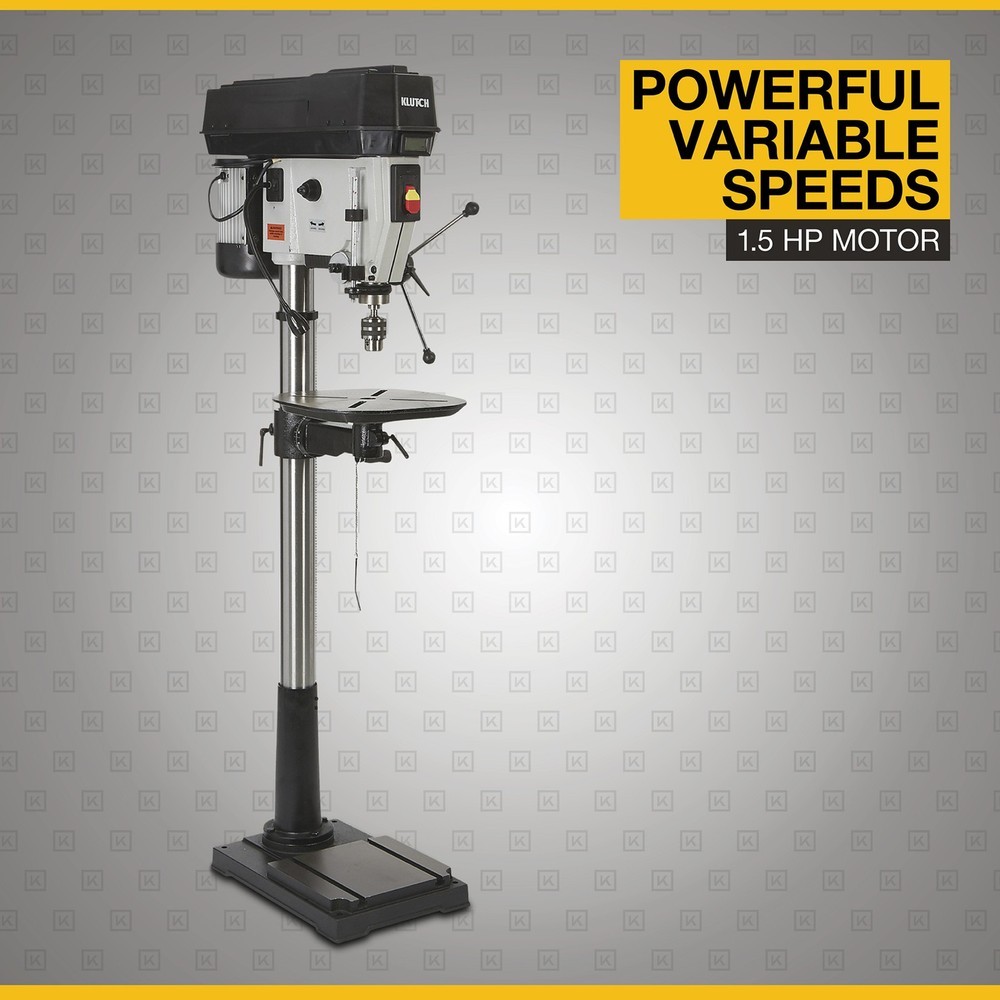 Klutch 17in. Floor Drill Press, Variable Speed with Digital Display, 1-1/2 HP,