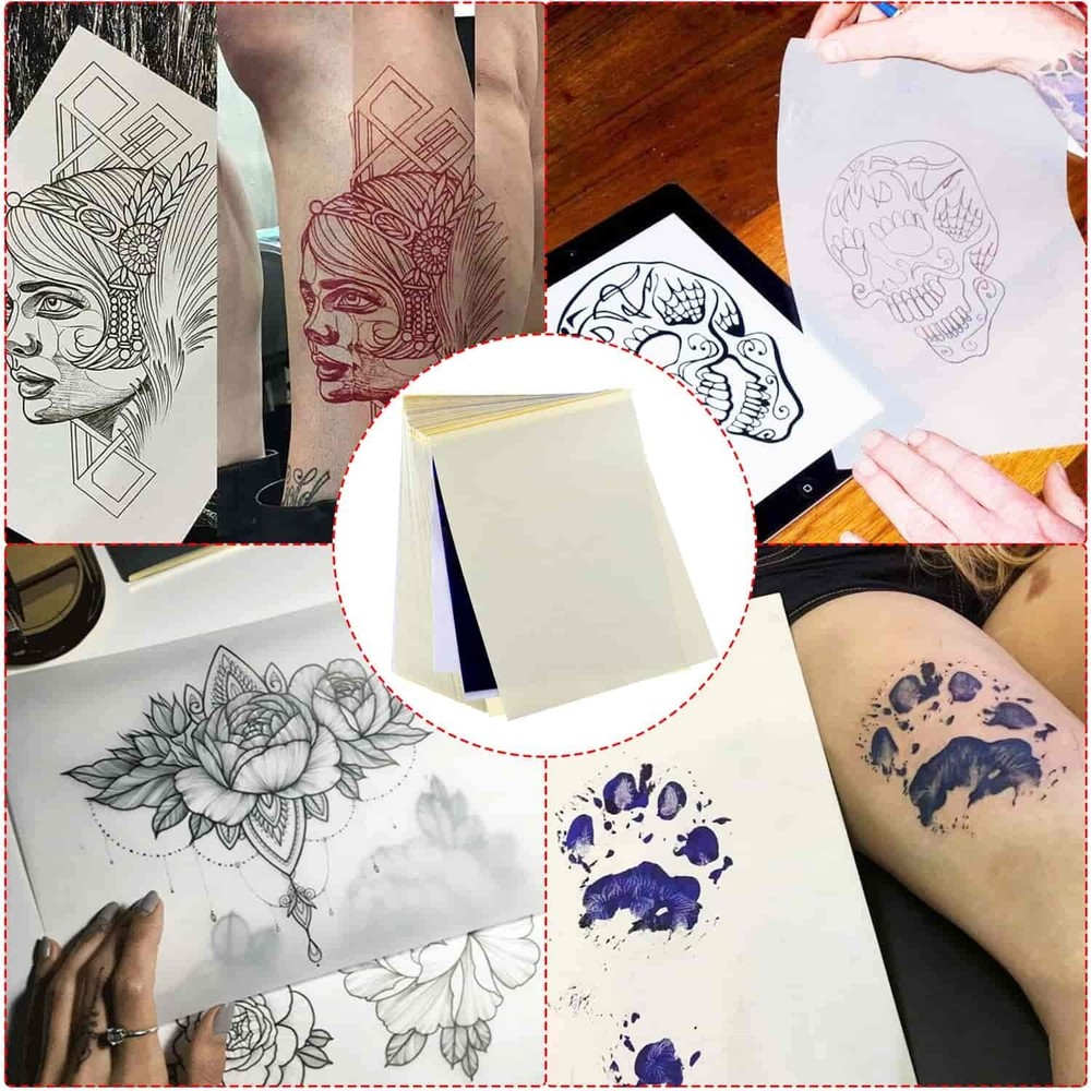 Water-Resistant Tattoo Stencil Transfer Paper Pack - 100 Sheets - Blue