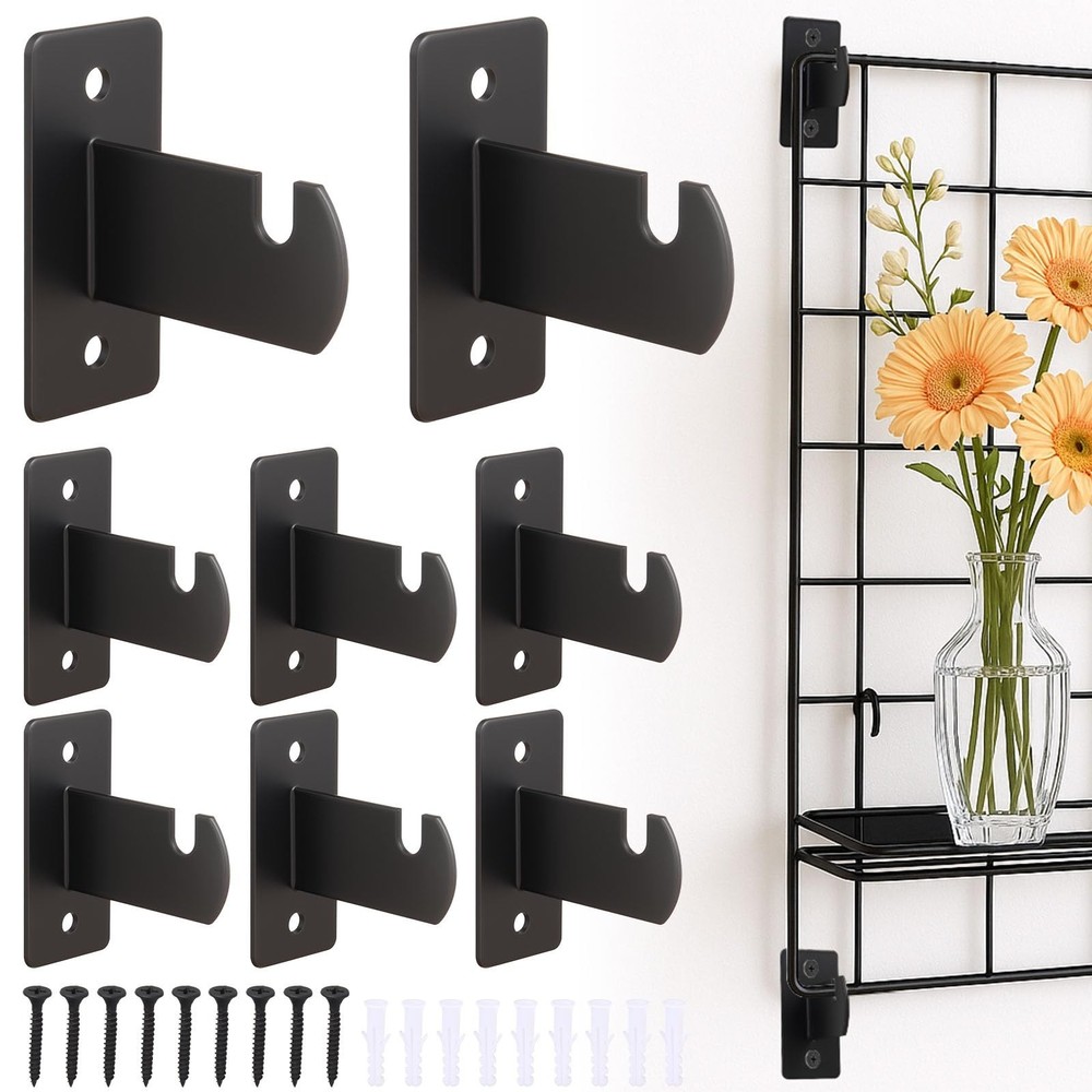8 Pcs Gridwall Mount Brackets, Metal Grid Wall Panel Display Hooks with Screw...