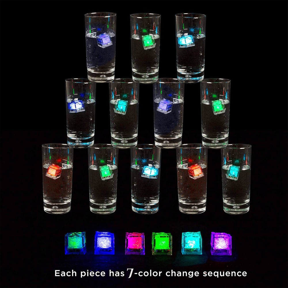 24Pcs LED Light Ice Cubes Liquid Sensor Luminous For Party Wedding Pond Bath