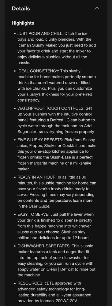 Iceman Slush-Ease Max Slushy Maker with Touch Controls and 5 Functions