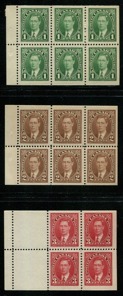 Canada #231b, 232b, 233a Mint Booklet Panes