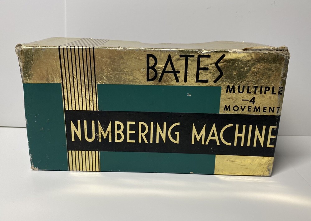 Bates Numbering Machine Vintage 6 Wheel 4 Movement Original Box With Inst.