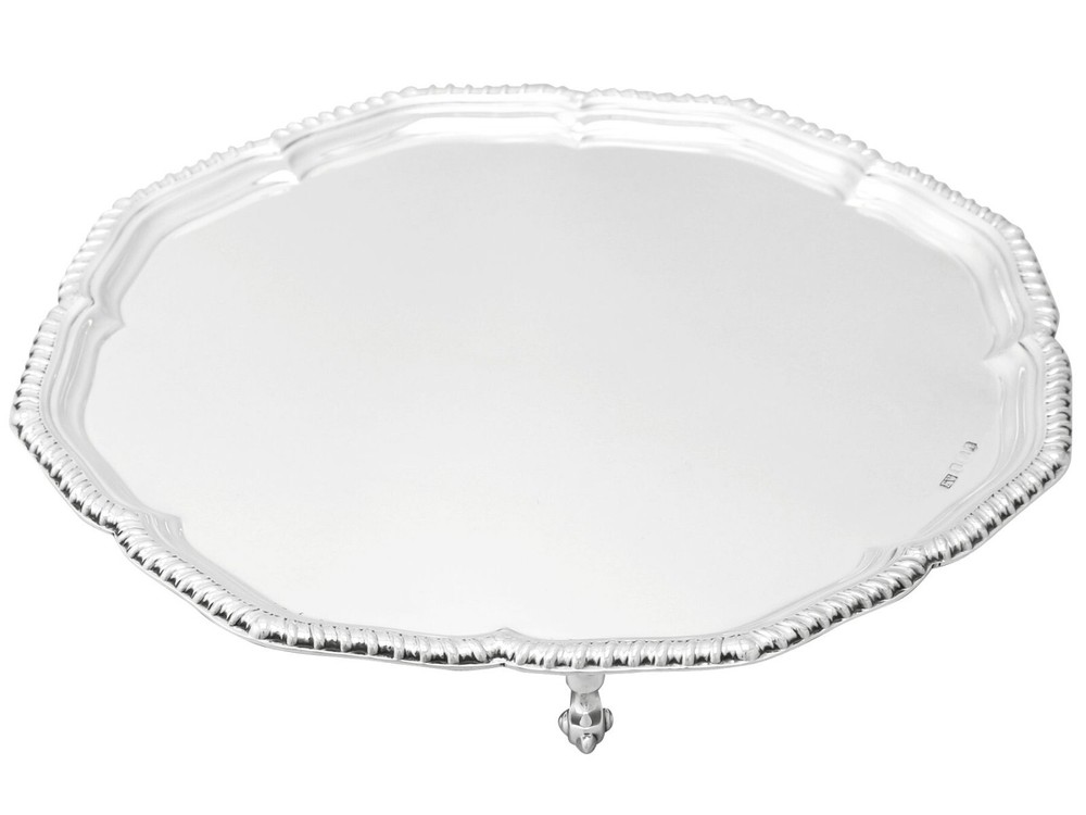Vintage Elizabeth II Sterling Silver Salver