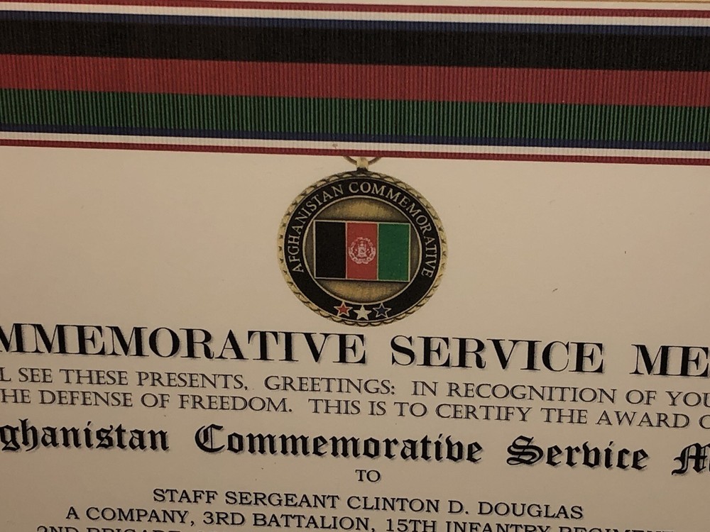 AFGHANISTAN COMMEMORATIVE SERVICE MEDAL CERTIFICATE ~ Type 1