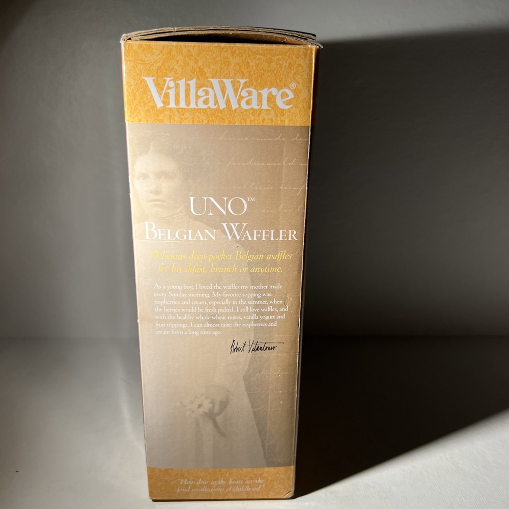 Vintage VillaWare UNO Belgian Waffle Maker Model 2002 New in Box