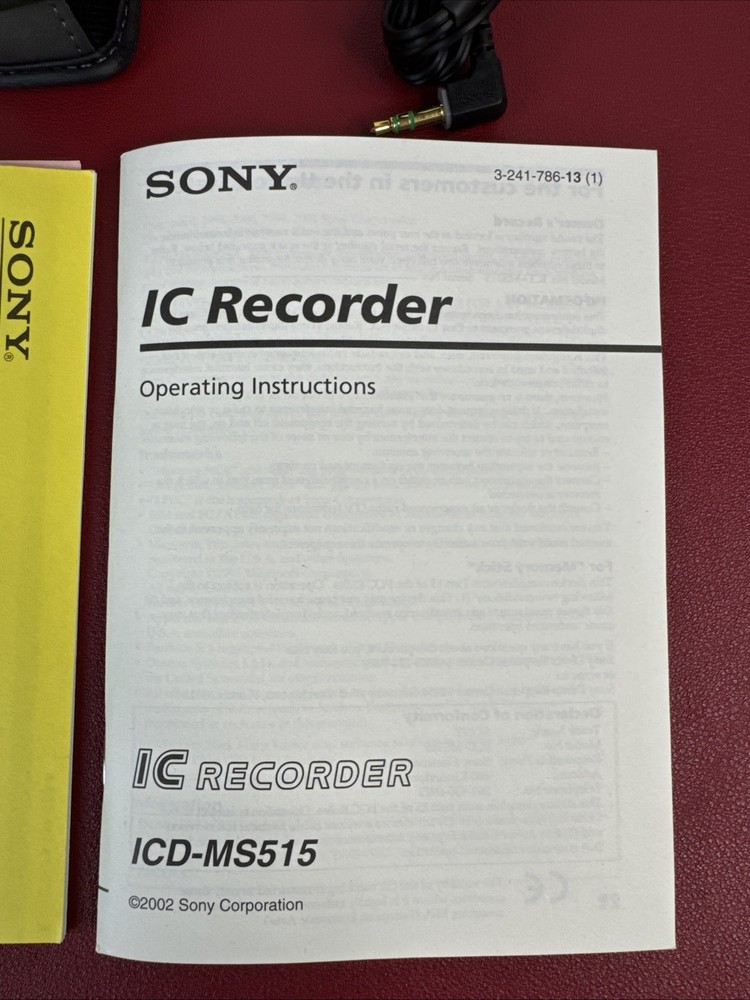 Sony ICD-MS515 Digital Voice Recorder w Memory Stick, Case, CD Rom, Manual ++