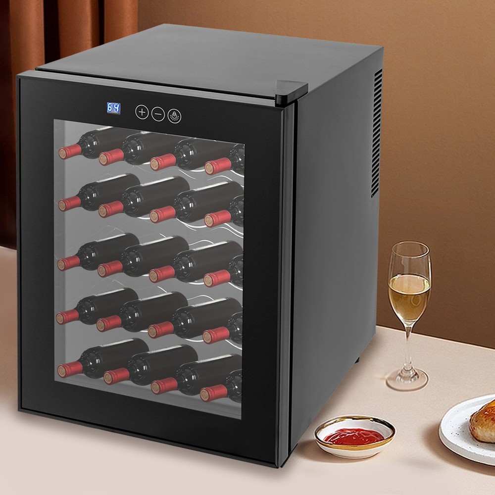 Black Wine Fridge 48L 20-Bottles Small Wine Cooler Rectangular Wine Cellar 110V