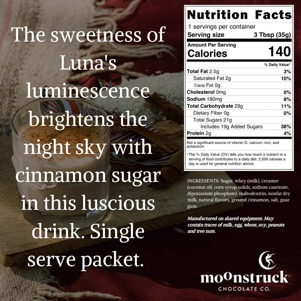 Moonstruck Chocolate Single Serve Horchata Hot Chocolate Packets 8 Count Pack...