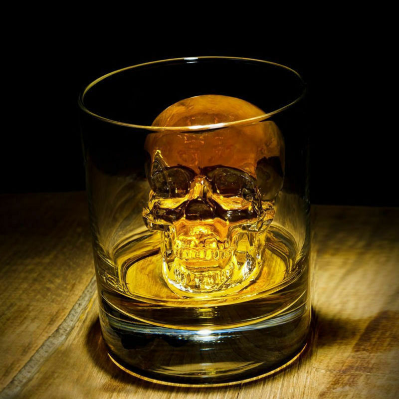 Kitchen Whiskey Ice Cube Tray Pudding Mold 3D Skull Silicone Ice Mold Halloween