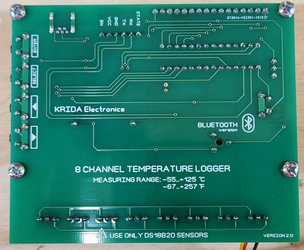 8CH Temperature Data Logger Recorder RTC -55...+125 C Bluetooth DS18B20 Wireless