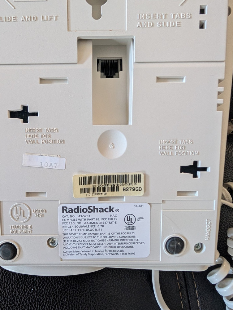 Radio Shack Corded Phone 43-5201, Dessktop Wall Mount, Speed Dial Memory