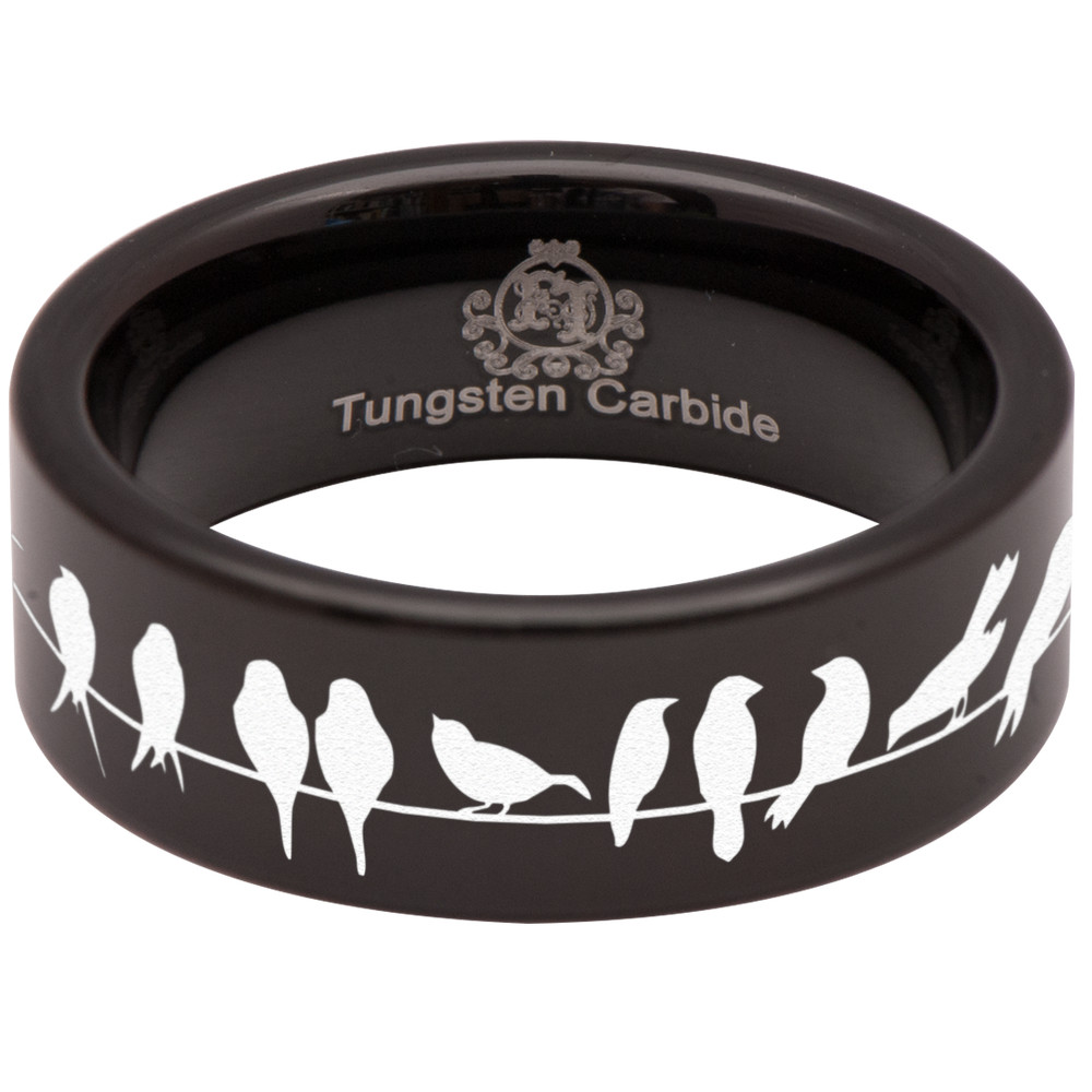 Birds on Wire Tungsten Carbide Ring