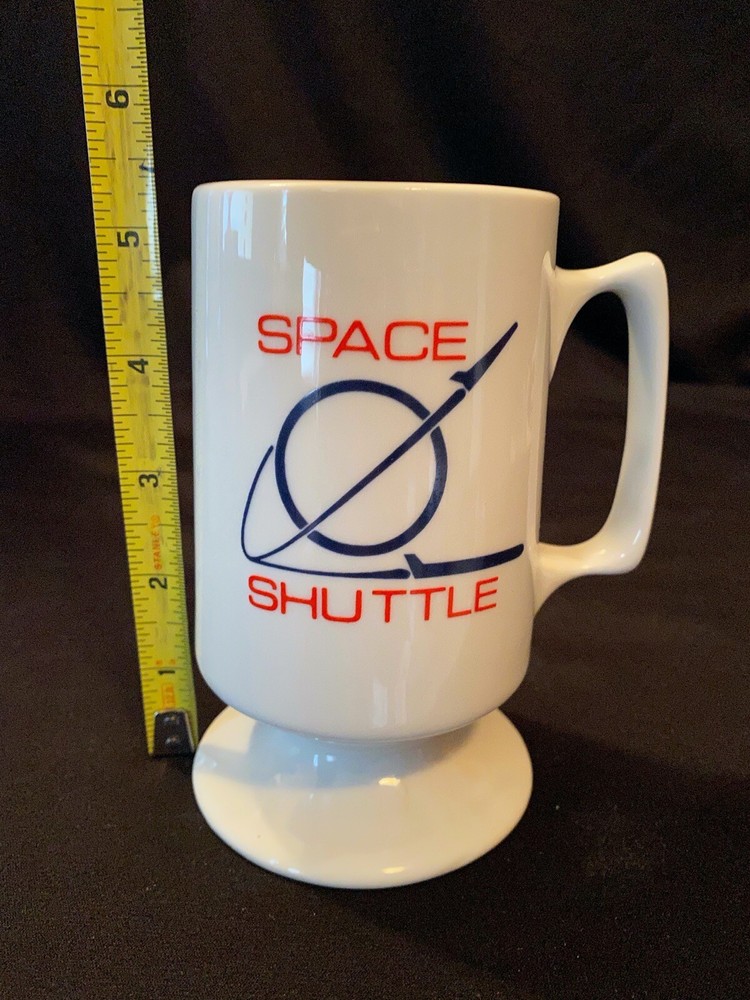 Vintage Ceramic Space Shuttle Footed Coffee Mug Minimalist NASA Buntingware