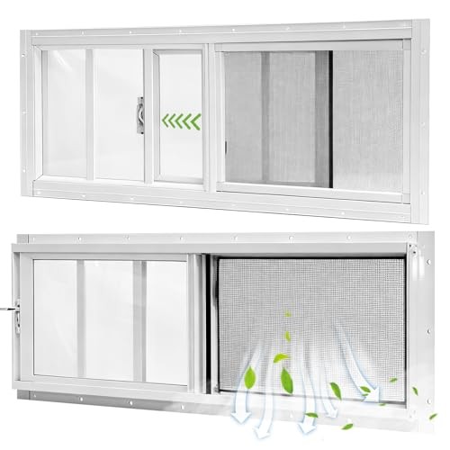 Yuzzy Shed Windows 2 Pack Sliding Windows Transom Window with 10"x35" White