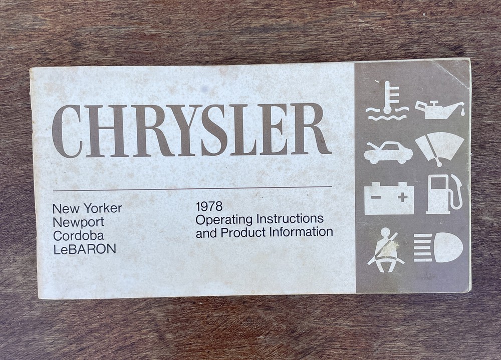 Vintage 1978 Chrysler Operating Instructions Owner’s Manual