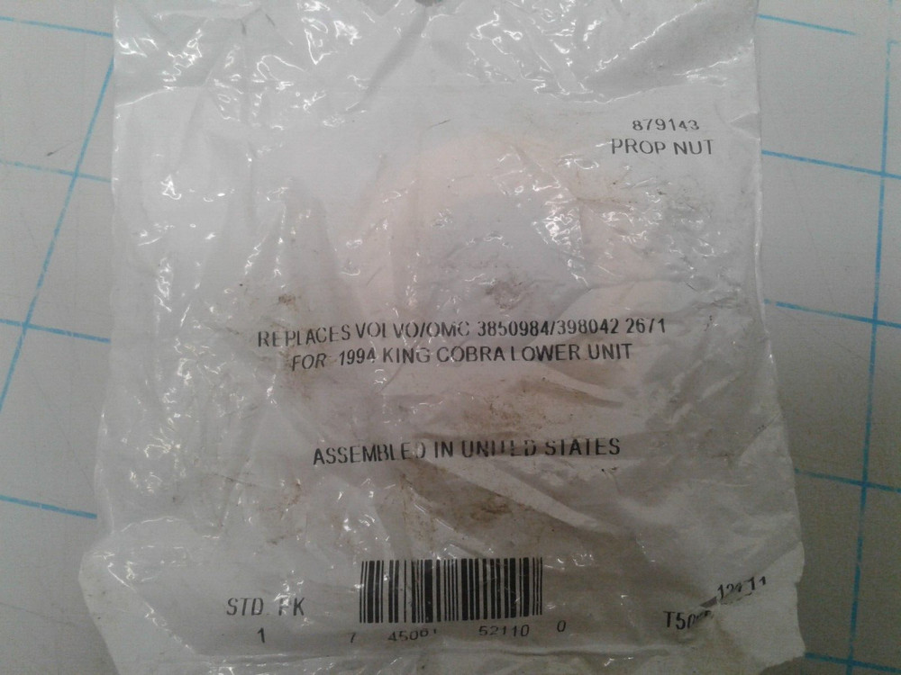 Boat Marine Evinrude Johnson 879143 Propeller Nut