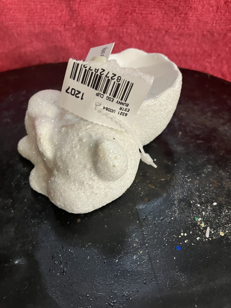 White Sugar Frosted Glitter Beaded Bunny Rabbit Figures Easter Decor DWK59