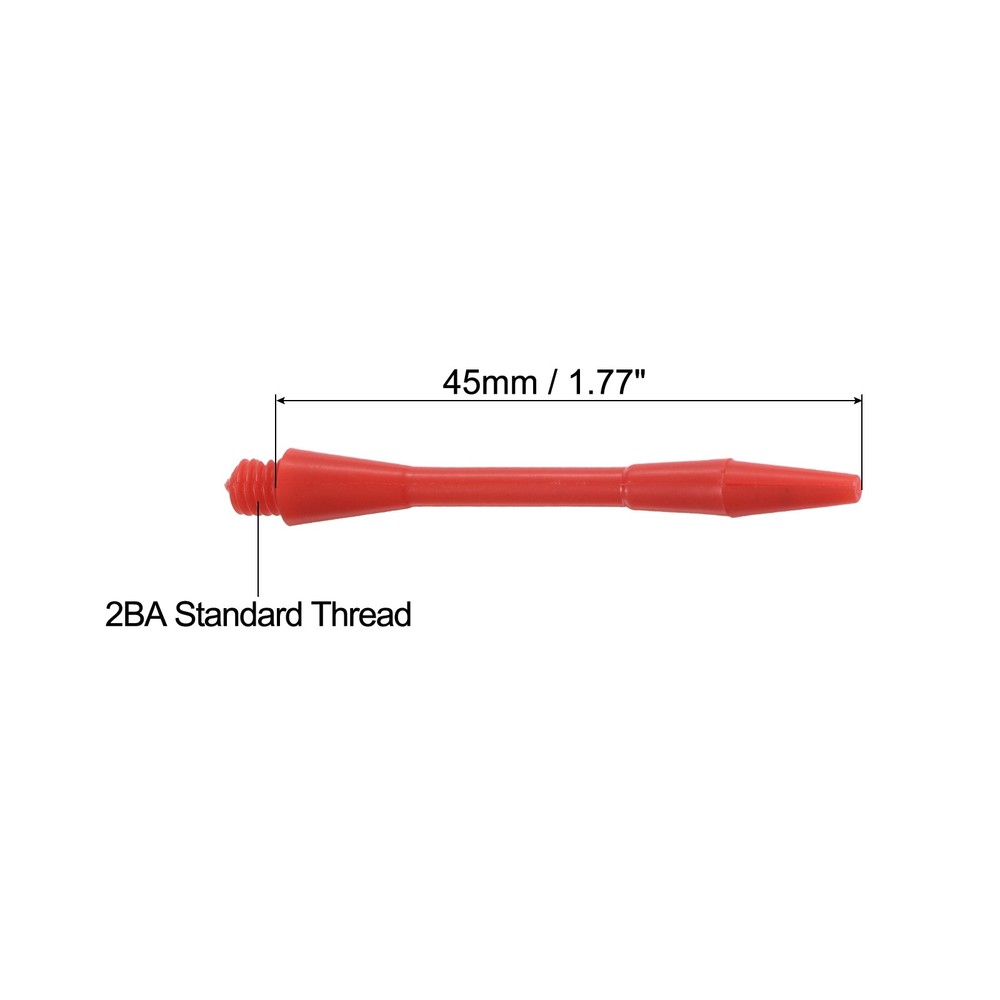 45mm Dart Shafts, Medium 2BA Thread Plastic Dart Stems - 9 Pack (Red)