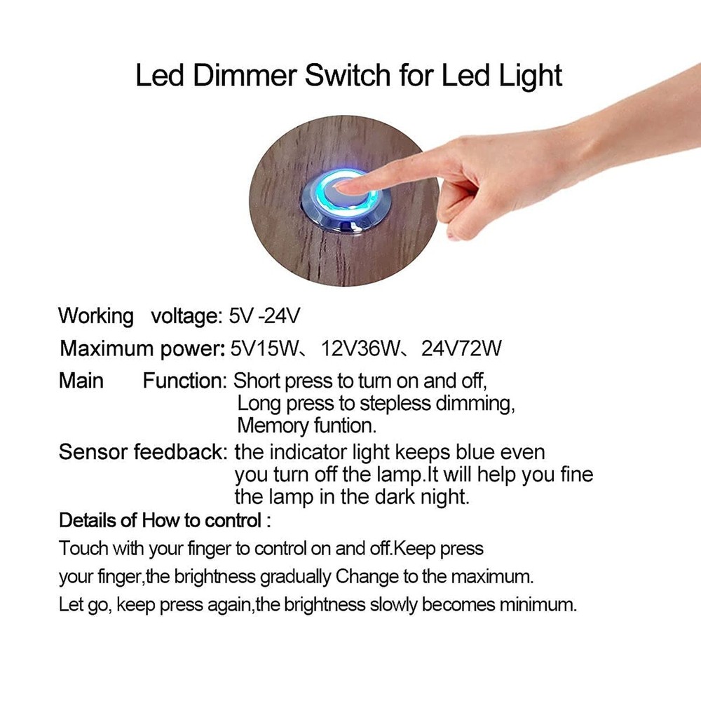 HAMRVL Led Dimmer Switch DC 12V Touch Switch On/Off Dimmer Stepless Dimming S...