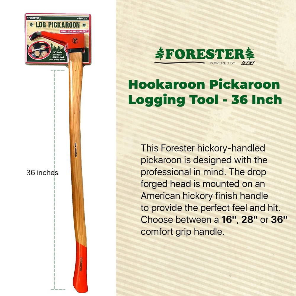 FORESTER Pickaroon Logging Tool 36in | USA Hickory Handle | Hookaroon Logging...