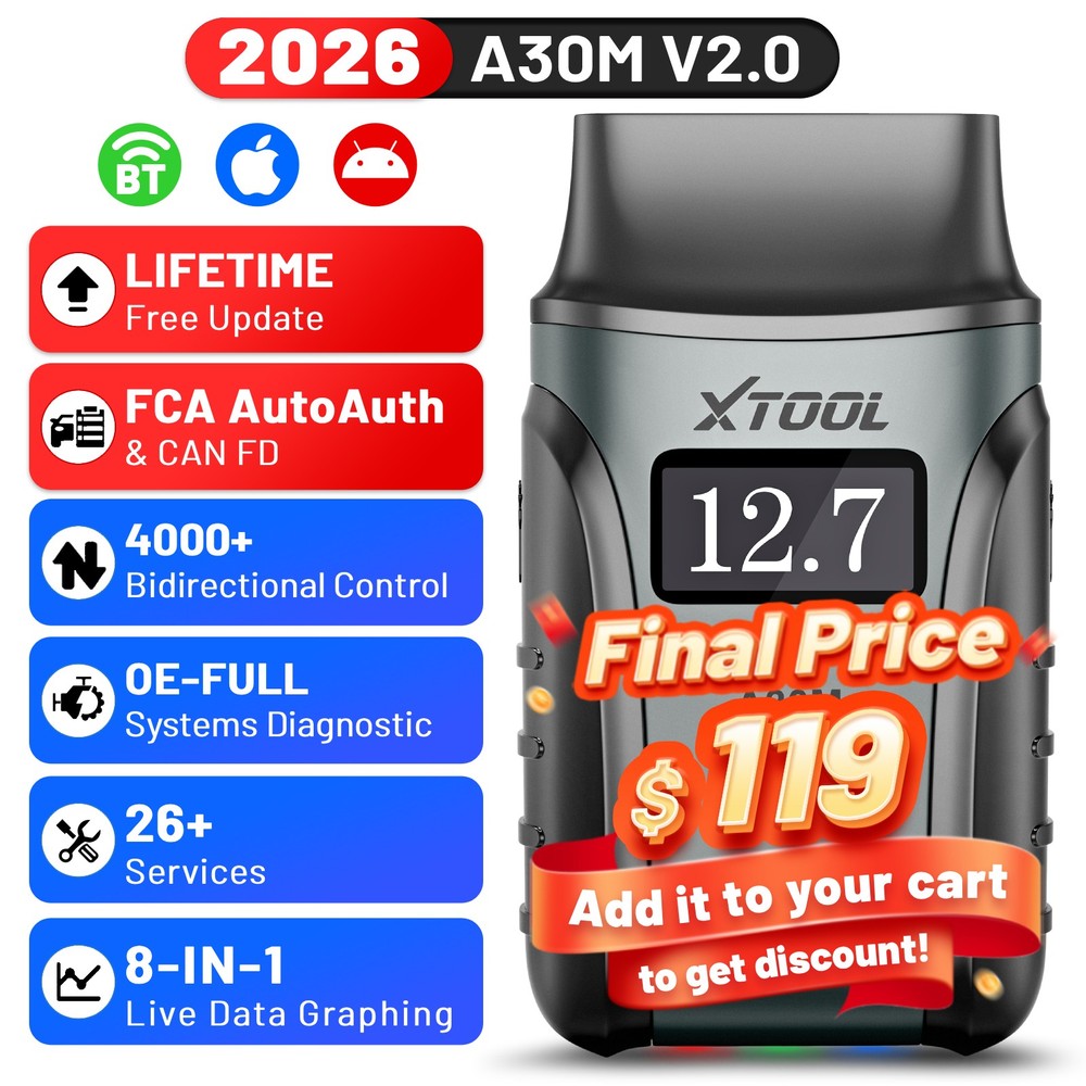 2026 XTOOL A30M V2.0 Bluetooth OBD2 Diagnostic Scanner Bidirectional Code Reader