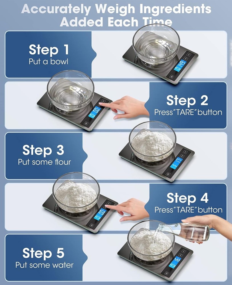 Precision 22lbs Kitchen Scale with Large Backlit Display for Effortless Cooking