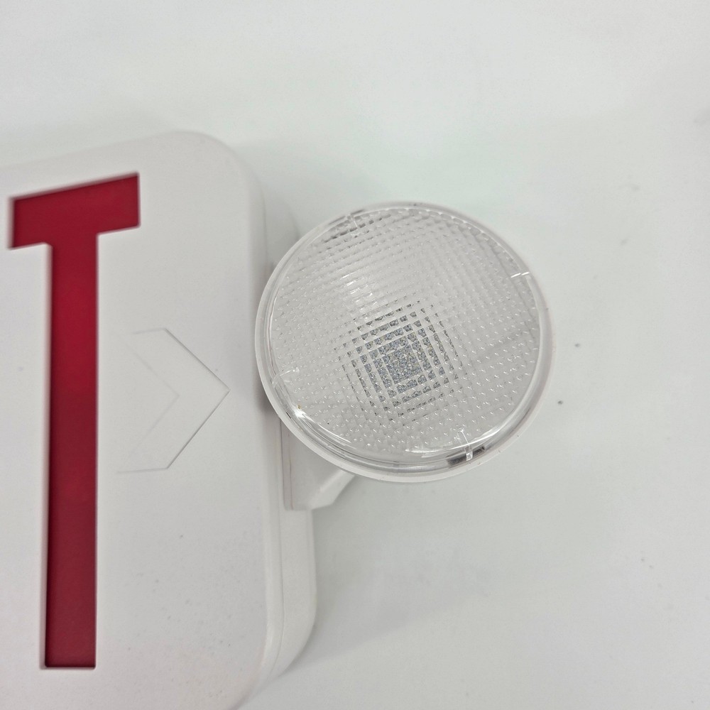 Morris 73040 Combo LED Exit Emergency Light Red LED White Housing Battery NOB