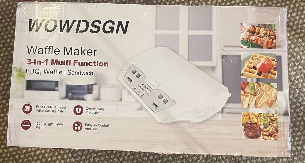 3 In 1 Multi Function Panini Press, Waffle Maker, BBQ Sandwich Grill, 1000W