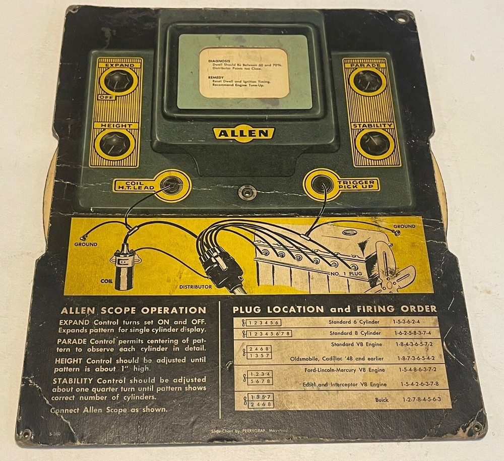 1958 Allen Scope Dial Chek Cardboard Slide Chart