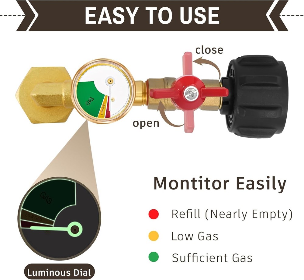 Propane Refill Adapter for 1 LB. Tanks, with 6 caps