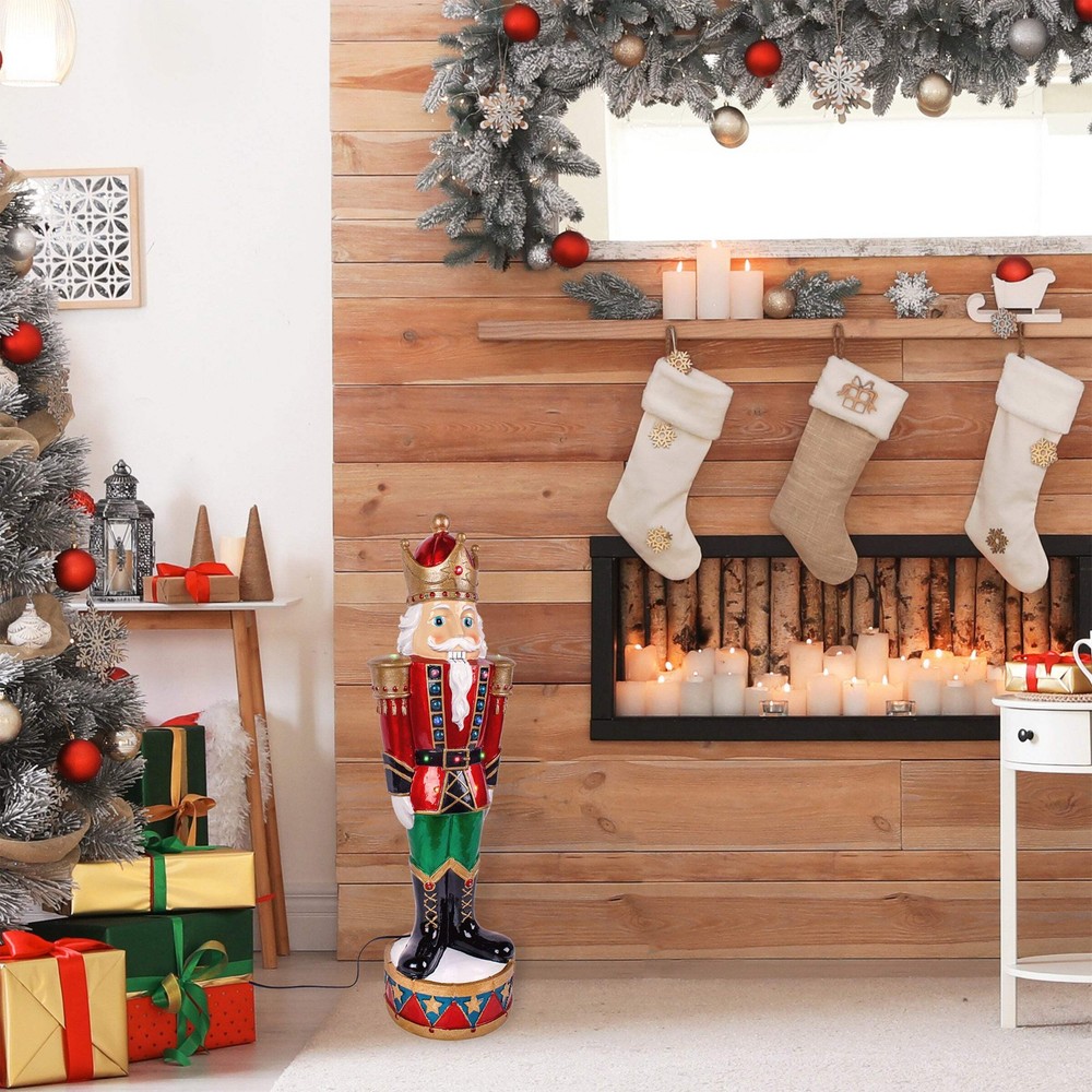 36" Pre-Lit Nutcracker w/Multicolor LED Lights, Hand Painted, Plug-In