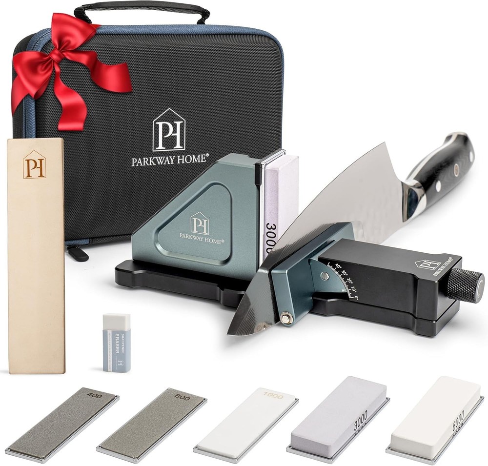ADJUSTABLE ROLLING KNIFE SHARPENER KIT: Adjustable Height, 30 Angle Options, ...