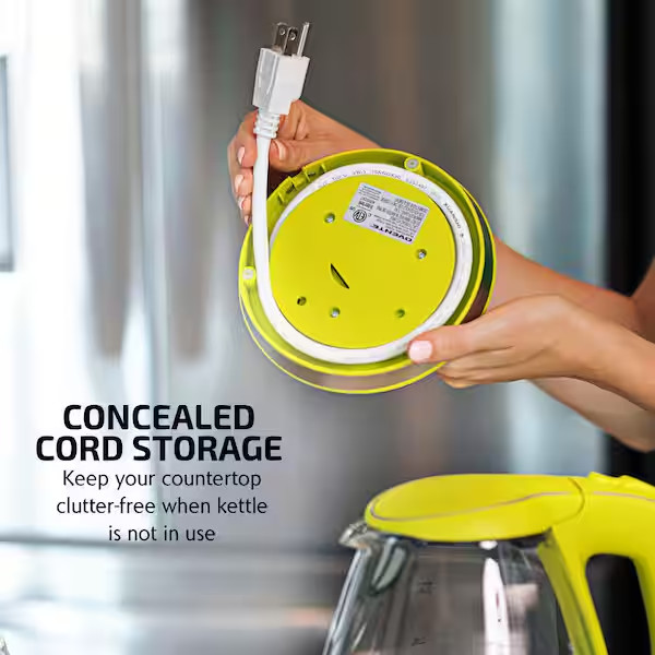 Illuminated 6.5-Cup Green Electric Kettle with Filter, Fast Heating and Auto-Shu