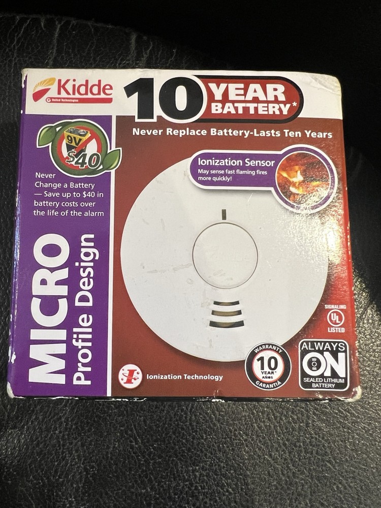 KIDDE 10 Year Battery MICRO PROFILE IONIZATION SMOKE DETECTOR ALARM SENSOR